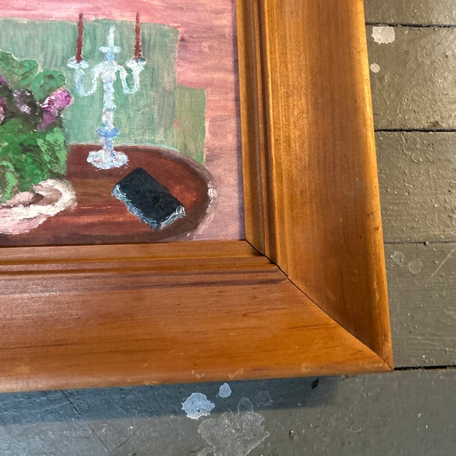 Impressionist 1970’s Impressionist Folk Art Still Life Painting “One Sunday” For Sale - Image 3 of 5