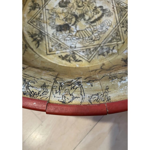 Maitland - Smith Vintage Large Maitland-Smith Style Republic of China Asian Motif Wooden Bowl For Sale - Image 4 of 9