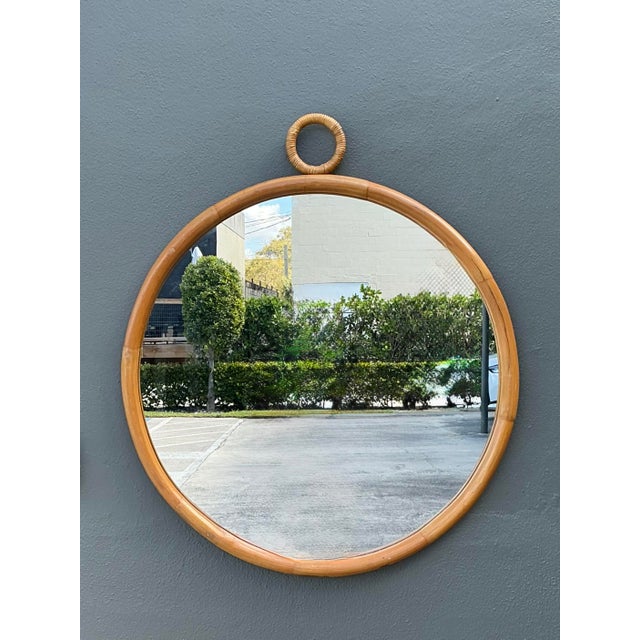 Late 20th Century Vintage Bent Rattan Loop Mirror For Sale - Image 5 of 12
