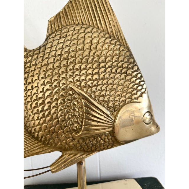 Metal Vintage Brass Angelfish Statue For Sale - Image 7 of 13