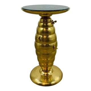 Currey & Co. Modern Textured Brass Bee My Honey SIde Table For Sale