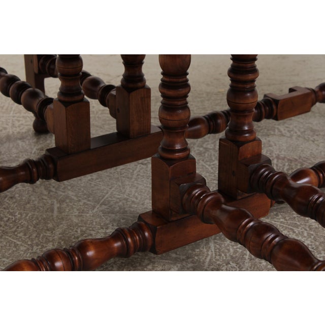 Custom Made Large Walnut Gateleg Drop Leaf Dining Table For Sale - Image 13 of 18