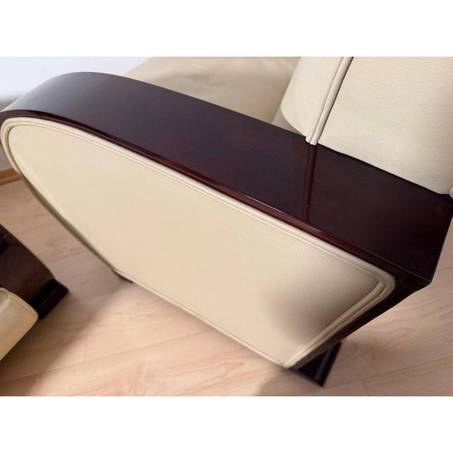 Art Deco Club Chairs in Cream Leather and Lacquered Wood, 1930 For Sale - Image 16 of 18