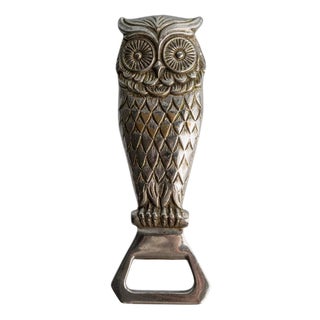Vintage Silver-Plated Owl Bottle Opener, 1960s For Sale