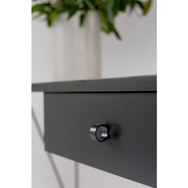 Contemporary Large Black Desk with Natural Linoleum Drawer from &New For Sale - Image 3 of 8
