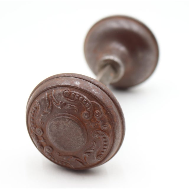 Pair of 1900s Corbin Flemish Steel Passage Door Knobs For Sale - Image 4 of 5
