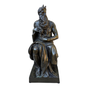 Bronze Moses Sculpture Signed Michel Angelo