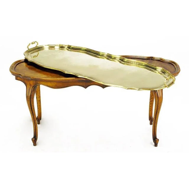 Yale Burge, Louis XV Style Coffee Table With Solid Brass Tray For Sale In Chicago - Image 6 of 10