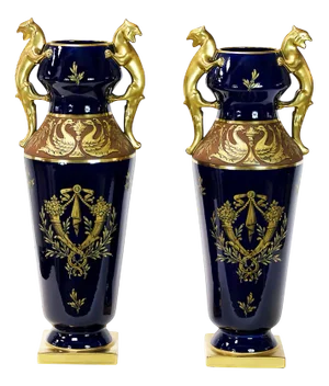 Large French Porcelain Cobalt Blue Vases by Maurice Pinon, 1930s, Set of 2