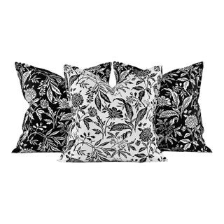 Premier Prints MM Designs Black White Botanical Floral Leaf Leaves Pillow Covers- 3 Pc Set For Sale