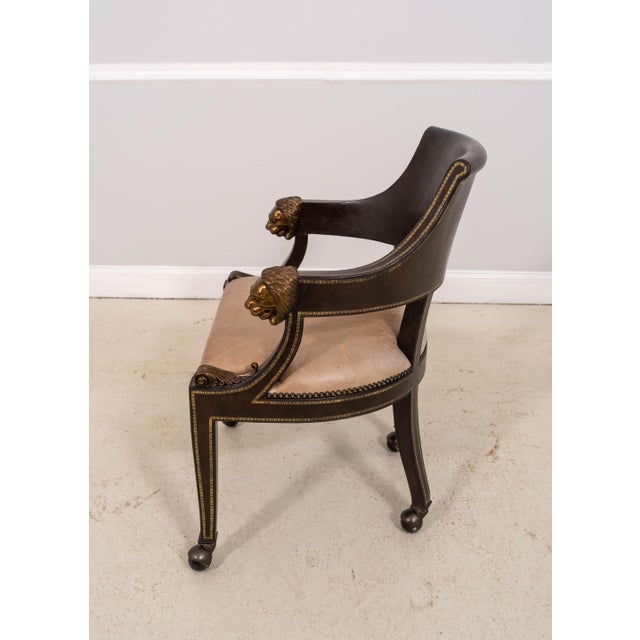 Neoclassical Set of 6 Maitland Smith Neoclassical Leather Game Table Chairs For Sale - Image 3 of 18