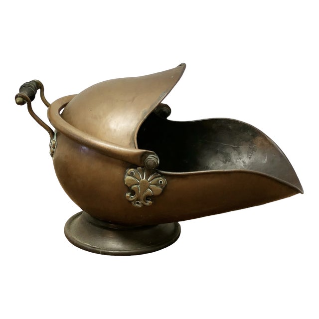 Victorian Copper Helmet Coal Scuttle For Sale