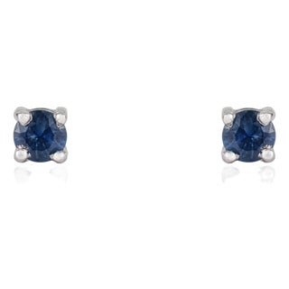 Classic Tiny Round Blue Sapphire Stud Earrings in 925 Silver for Everyday Wear - A Pair For Sale