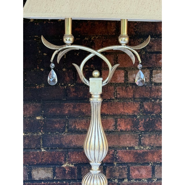 2010s 2010s Palm Beach Regency Silver Leaf Floriane Table Lamps by Turtle and Crane - A Pair For Sale - Image 5 of 11