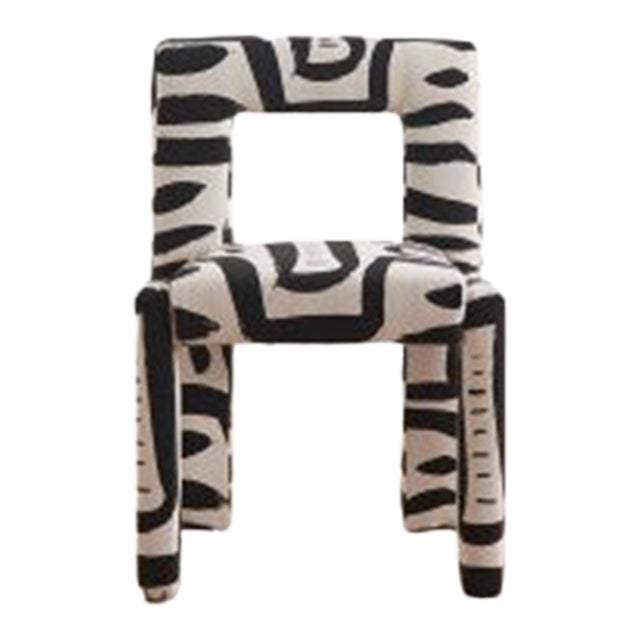 Angle II Armless Dining Chair in Grace Black Tuxedo Print For Sale