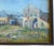 Buildings with meadow and children picking flowers landscape oil painting on board by listed artist Joseph Zeller...