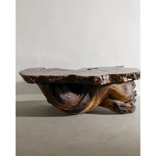 Brutalist French Mid-Century Brutalist Wooden Sculptural Free Form Root Table, 1960s For Sale - Image 3 of 7
