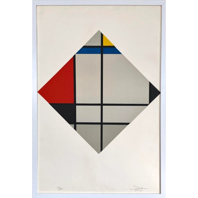 1970s "Composition Plastique 5M" Serigraph by César Domela, Framed For Sale