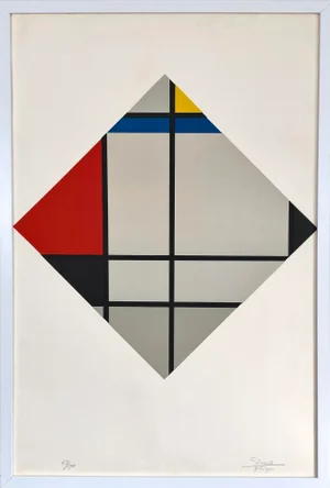 1970s "Composition Plastique 5M" Serigraph by César Domela, Framed