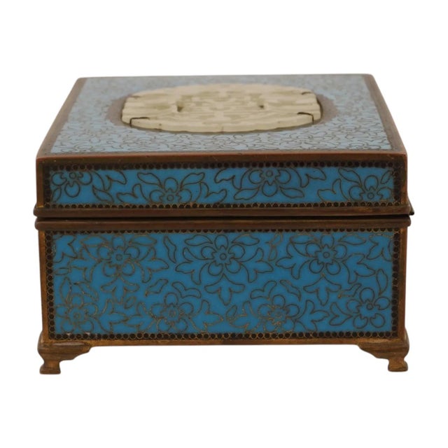 Japanese Inaba Japanese Cloisonne and Jade Box Yamanaka and Co For Sale - Image 3 of 11