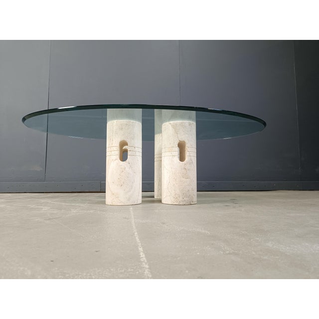 Vintage Travertine and Glass Coffee Table, 1970s For Sale - Image 12 of 18