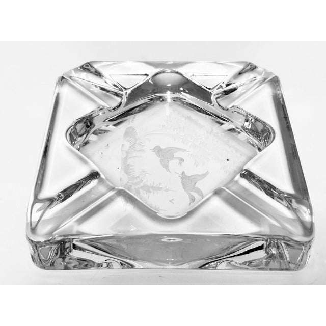 Queen Lace Cut Crystal Ashtray Trinket Dish With Etched Wild Geese, Circa 1970s For Sale - Image 4 of 15