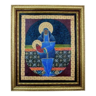 Contemporary Madonna and Child - Haitian ArtiBonite - - Ismael Saincilus Style Painting For Sale