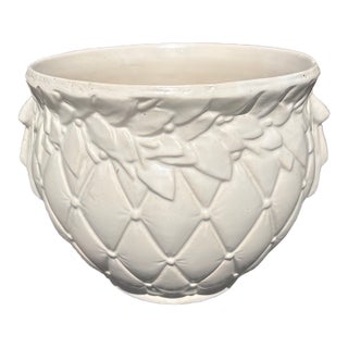 1940s McCoy White Tierra Cushion Jardinerre For Sale