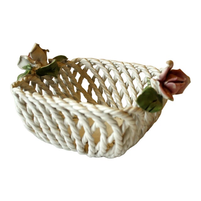 1970s Italian Ceramic Bowl With Roses Made by Bassano, Italy For Sale