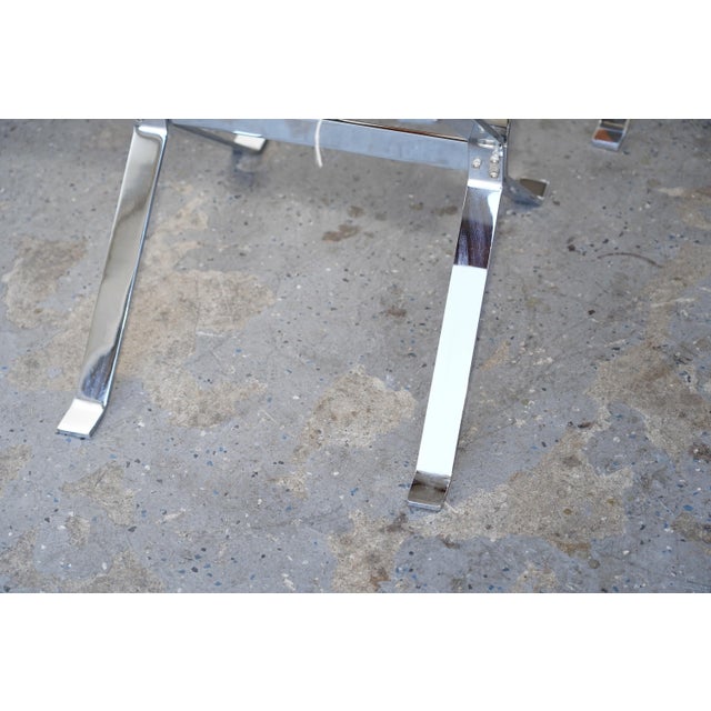 Chestnut 1970s Set of 4 Alessandro Albrizzi Chrome & Cognac Suede Director Chairs For Sale - Image 8 of 17