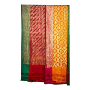 60s Saree Sari Silk India Benaras Lot 2 Tapestry 22k Gold Brocade Vintage Indian