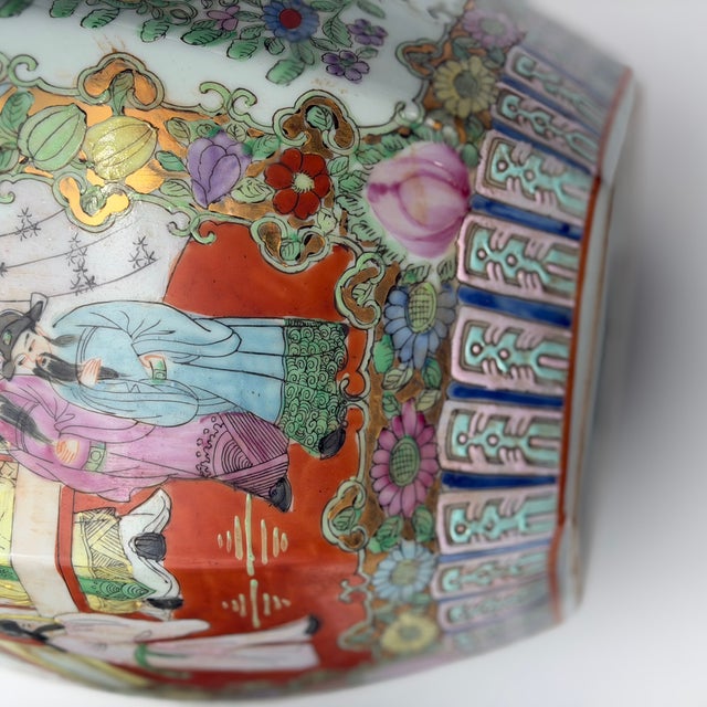 Chinese Famille Rose Medallion Lidded Melon Jar Rare Matching Pair 12" Tall For Sale - Image 10 of 16