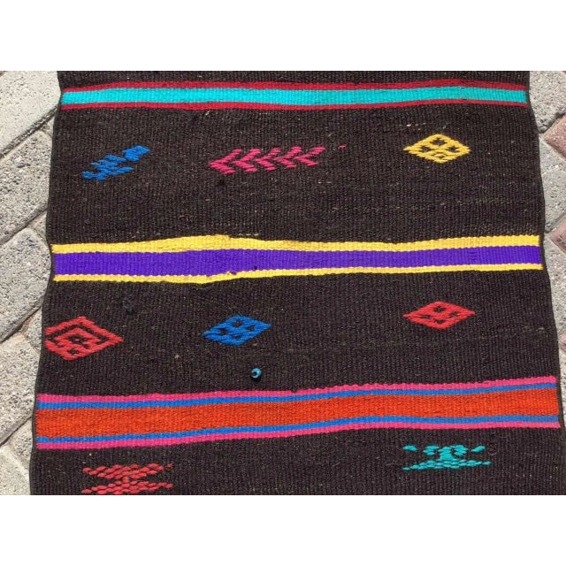 Black Vintage Striped Turkish Kilim Runner - 24.5" X 118" For Sale - Image 8 of 11