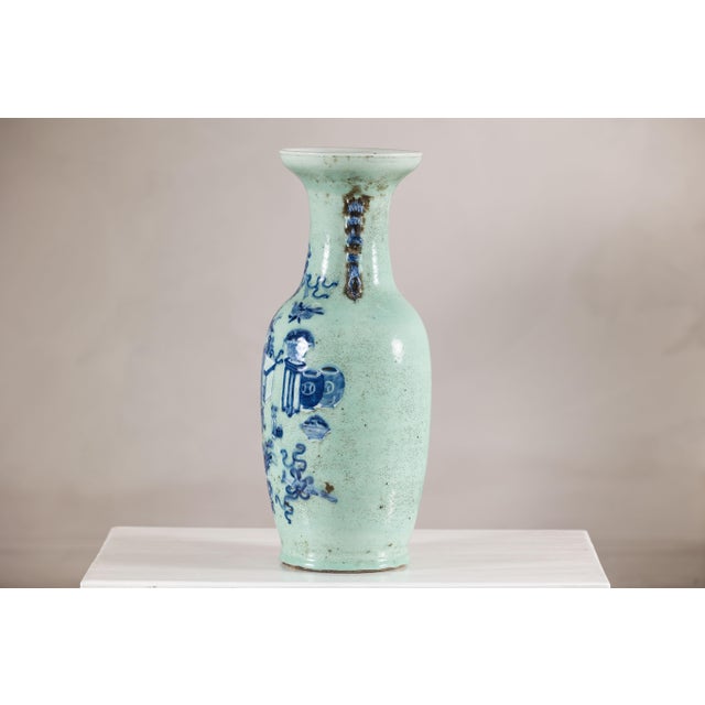 Ceramic 19th Century Chinese Porcelain Vase with Cobalt Blue Scholars Objects For Sale - Image 7 of 18
