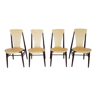 Dining Chairs with Floating Seats, 1950s, Set of 4 For Sale