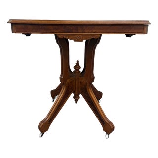 Antique Late 19th Century Victorian Eastlake Walnut Parlor Table For Sale