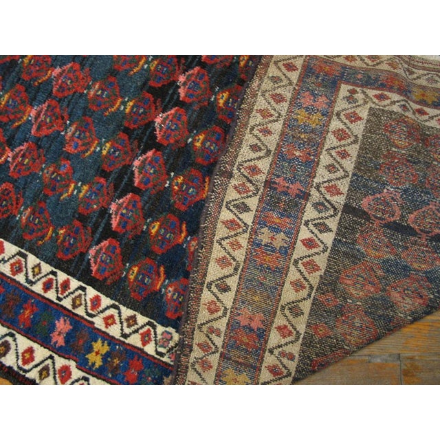 1890s Blue Navy Geometric Antique Kurdish Tribal Rug 5'4" X 7'3" Wool Handknotted Carpet For Sale In New York - Image 6 of 6