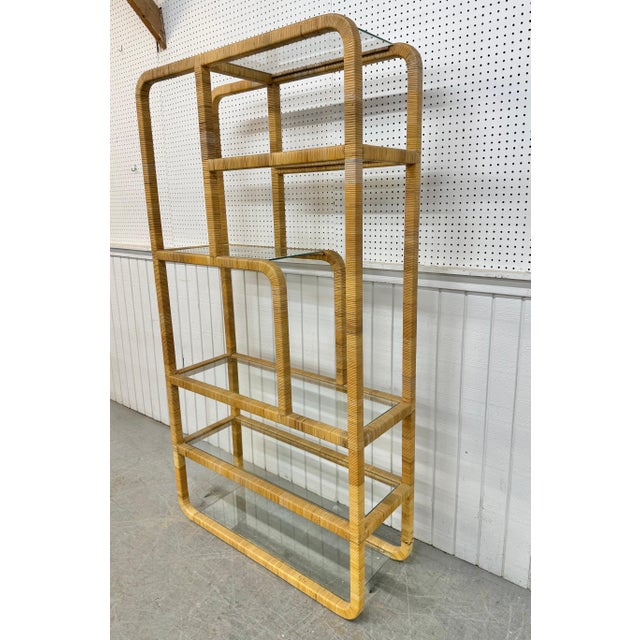 Mid-Century Modern Rattan Woven Etageres - Set of 2 For Sale - Image 4 of 8