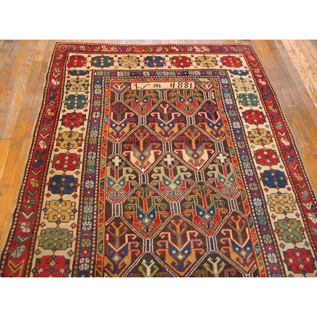 Tribal Superb Black Background Color and Diamond Patters Design Antique Caucasian Karabagh Rug For Sale - Image 3 of 8