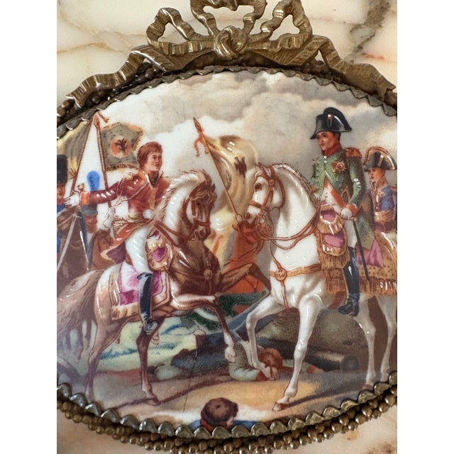 Early 20th Century Antique Pair of Oval Porcelain Plaques Depicting Napoleon in Battle For Sale - Image 5 of 12