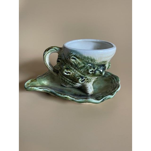 Brutalist Glazed Ceramic Shell Coffee Service for 6, Japan, 1950, Set of 15 For Sale - Image 12 of 18