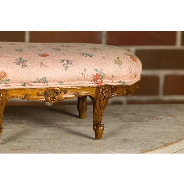 French 19th Century French Louis XV Style Footstool with Six Carved Cabriole Legs For Sale - Image 3 of 12