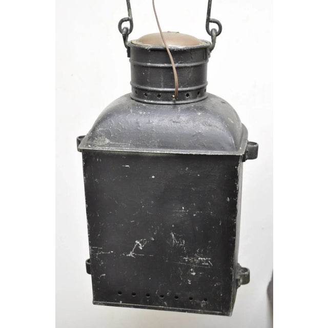 A Ward Hendrickson Marine Masthead Ship Lantern Cobalt Blue Lens Hanging Fixture For Sale - Image 12 of 13