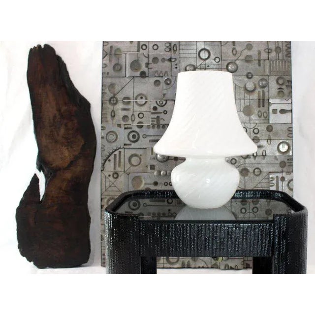 1970s Vintage Vetri Swirl Milk Murano Glass Mushroom Lamps- a Pair For Sale - Image 4 of 12