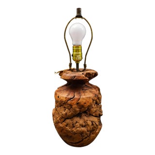 Vintage Mid 20th Century California Free Form Burl Root Wood Table Lamp For Sale