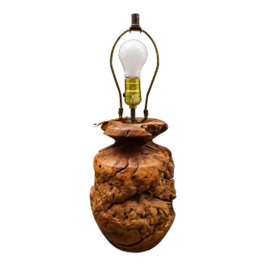 Vintage Mid 20th Century California Free Form Burl Root Wood Table Lamp