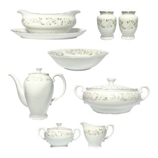 1980s Sheffield “Classic, 501” 8-Piece Bone China Dinnerware Serving Hostess Set For Sale