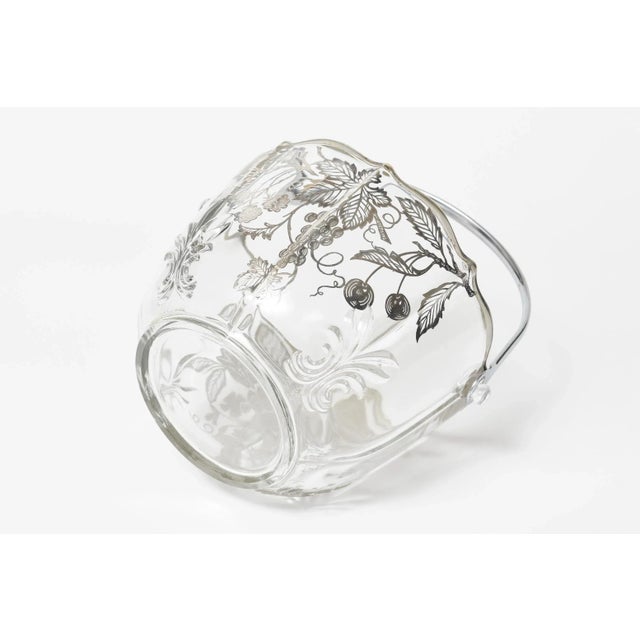 Vintage Sterling Silver Overlay Glass Fruit & Flower Basket Bowl Ice Bucket For Sale - Image 9 of 10