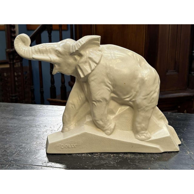 Large Art Deco Ceramic Dolly Elephant from Le Jan, 1930s For Sale - Image 13 of 13