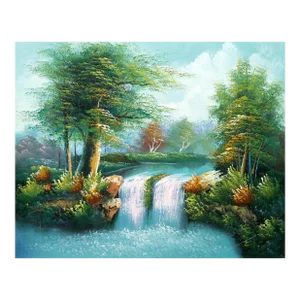 Double Waterfall, Shumu Fu Oil on Canvas (Unsigned)